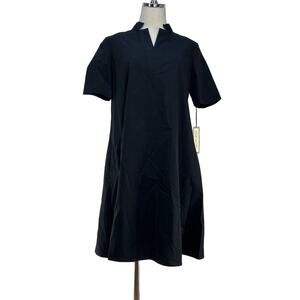 Estelle & Finn Stand Collar Dress Cotton Black Mini Aline